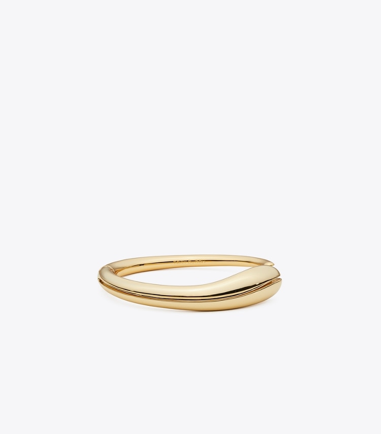 Tory Burch designer bracelets Thin Pierced Cuff in Light Brass front