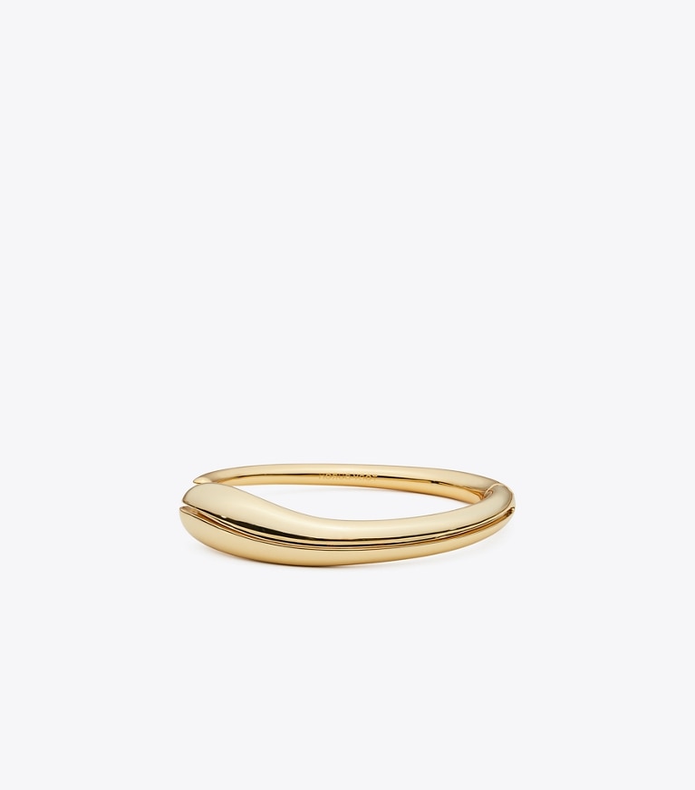 Tory Burch designer bracelets Thin Pierced Cuff in Light Brass front