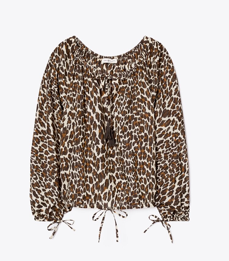 Tory Burch designer coverups Tie Beach Top in Reva Leopard front