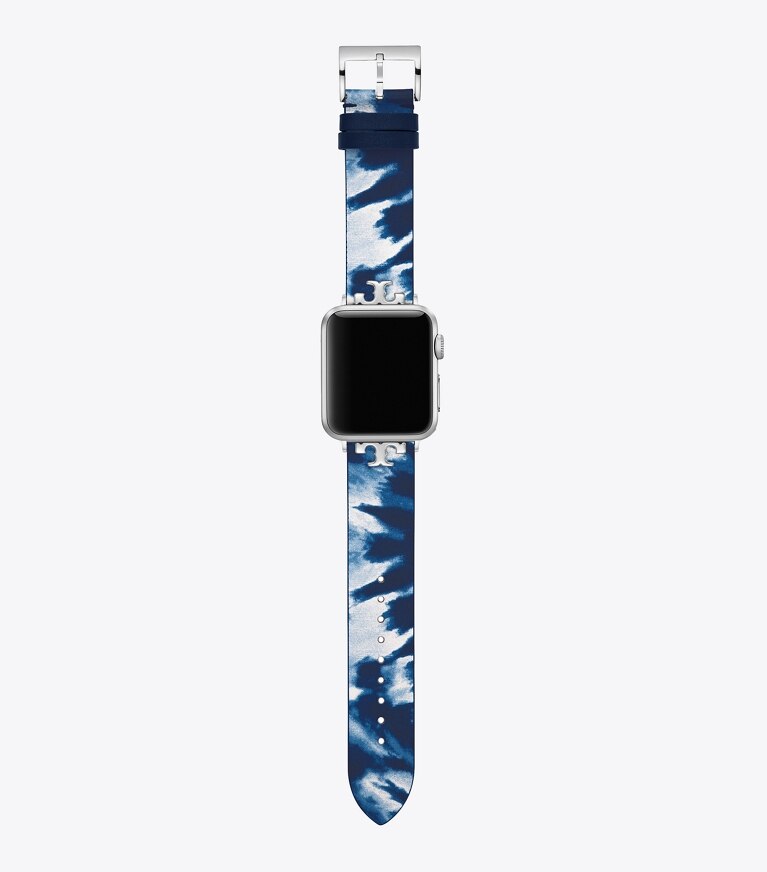 Tory Burch designer watches tory track smart watches Tie-Dye Band for Apple Watch®, Leather, 38 – 40 MM in NAVY front