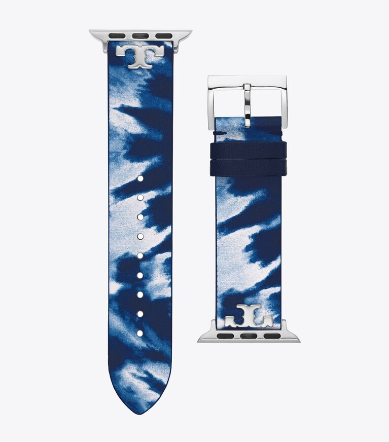 Tory Burch designer watches tory track smart watches Tie-Dye Band for Apple Watch®, Leather, 38 – 40 MM in NAVY front