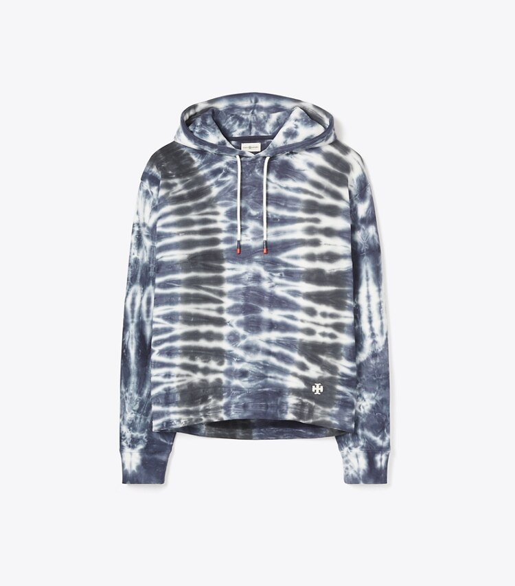 Tory Sport designer sweaters Tie-Dye French Terry Hoodie in Tory Navy, Sport Black Tie Dye front