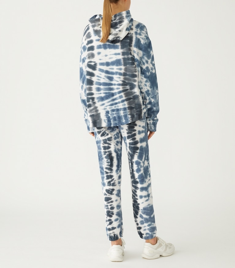 Tory Sport designer sweaters Tie-Dye French Terry Hoodie in Tory Navy, Sport Black Tie Dye front