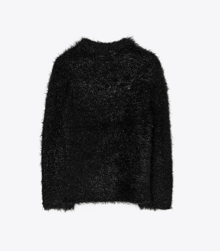 Tory Burch designer sweaters Tinsel Mockneck Sweater in Black Iridescent front