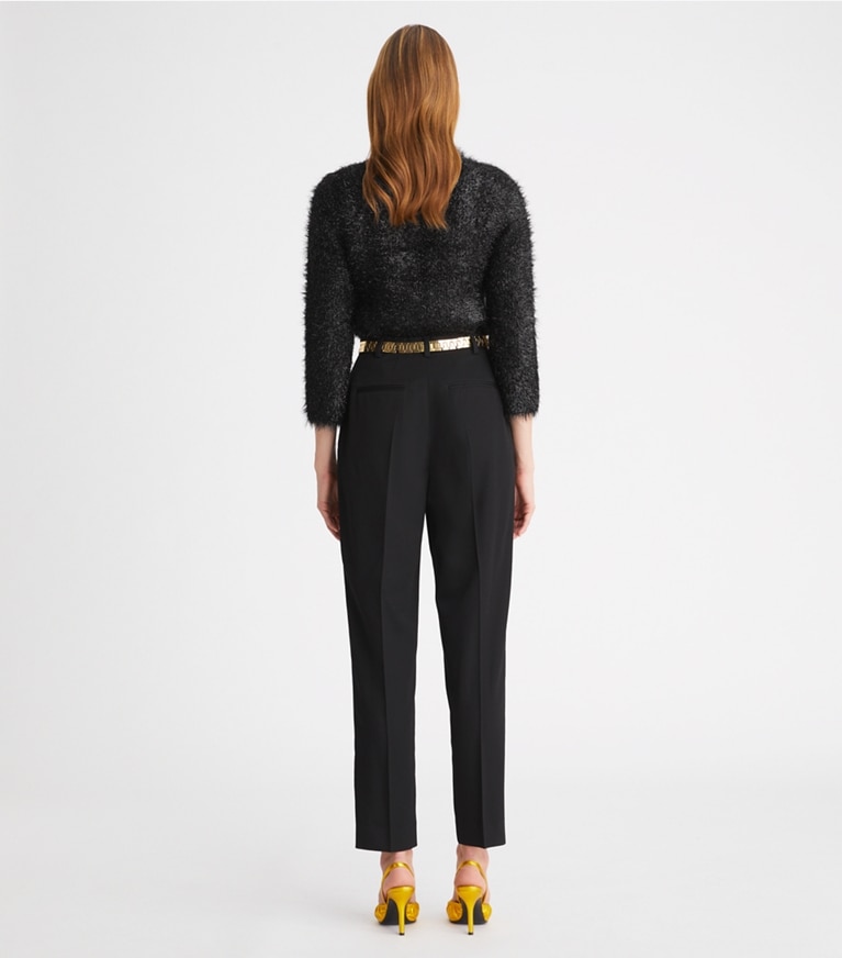 Tory Burch designer sweaters Tinsel Mockneck Sweater in Black Iridescent front