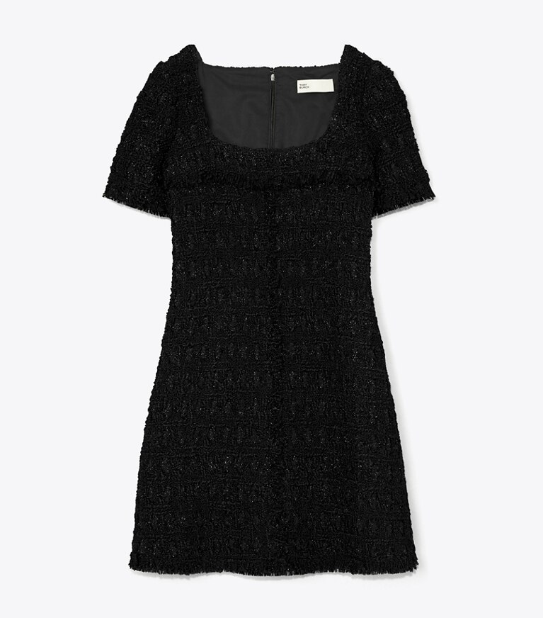 Tory Burch designer dresses Tinsel Tweed Mini Dress in Black front