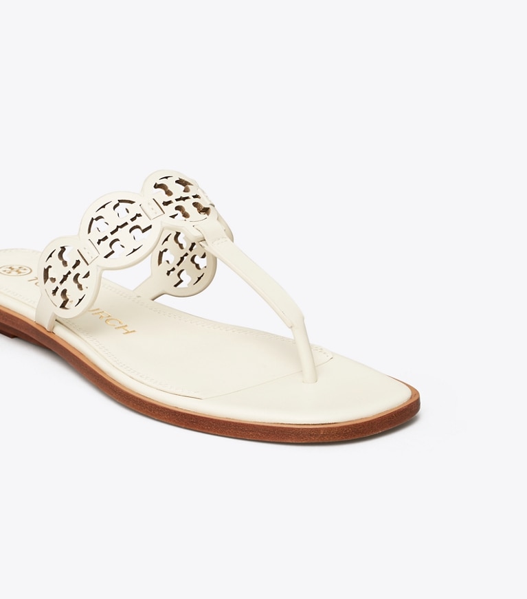 Tory Burch designer sandals Tiny Miller Thong Sandal, Leather in NEW IVORY angle