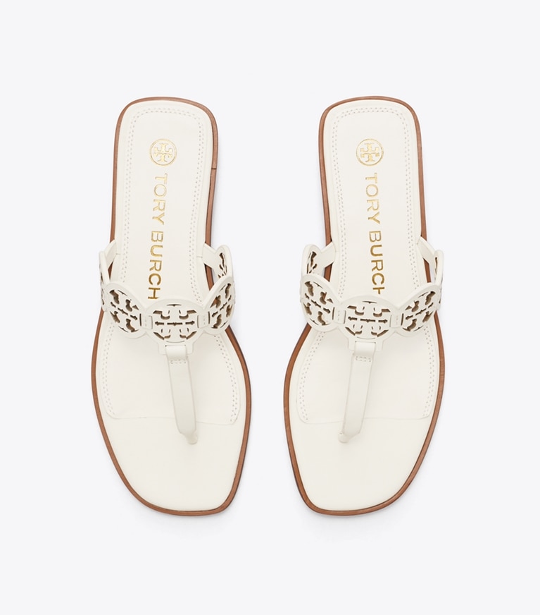 Tory Burch designer sandals Tiny Miller Thong Sandal, Leather in NEW IVORY angle