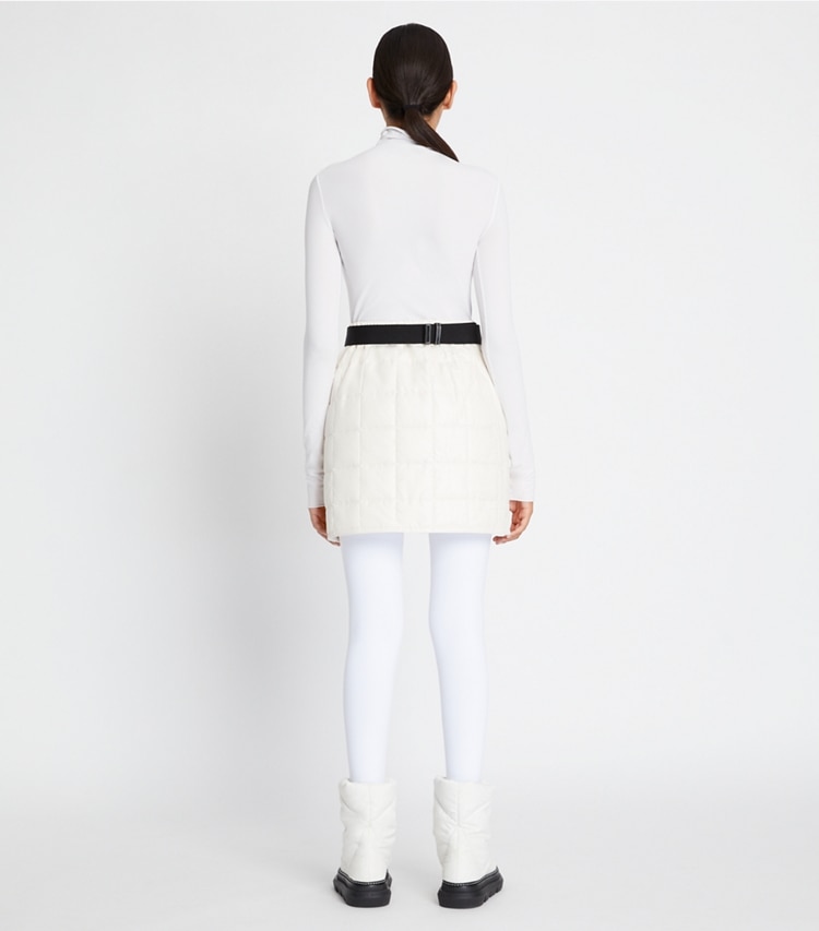 Tory Sport designer tops Tissue-Seamless Long-Sleeve Mockneck in Optic White on model back