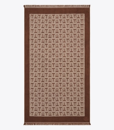 Tory Burch diseñador toallas de playa Toalla de playa T-Tile en Brown frente