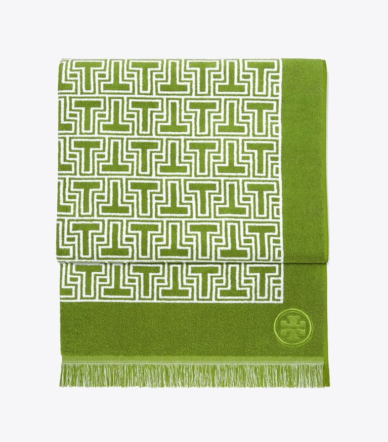 Tory Burch diseñador toallas de playa Toalla de playa T-Tile en Spring Leaf/White grupo