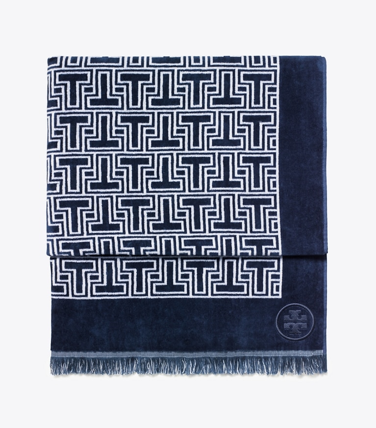 Tory Burch diseñador toallas de playa Toalla de playa T-Tile en Tory Navy/Ivory grupo