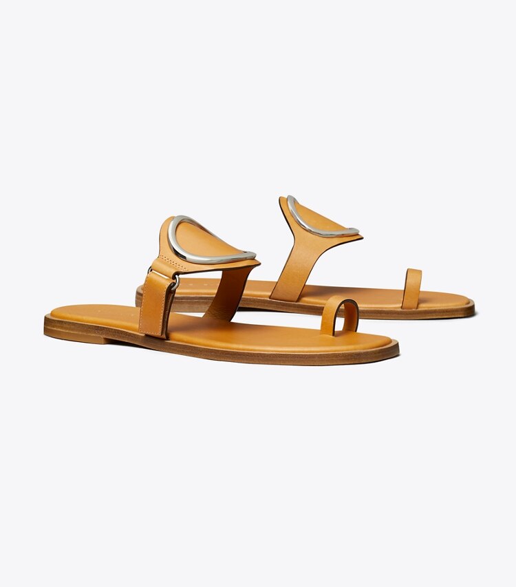 Tory Burch designer sandals Toe Ring Sandal in TOASTED SOUFFLÉ / SILVER angle