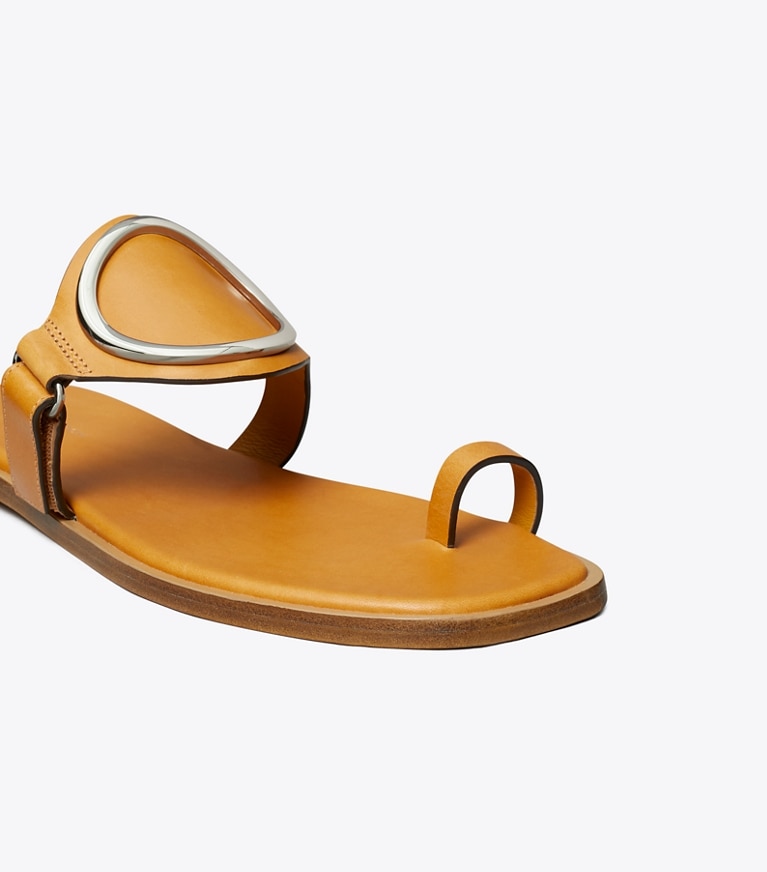 Tory Burch designer sandals Toe Ring Sandal in TOASTED SOUFFLÉ / SILVER angle
