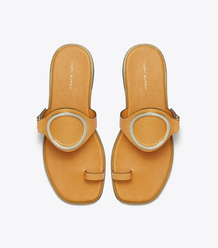 Tory Burch designer sandals Toe Ring Sandal in TOASTED SOUFFLÉ / SILVER overhead