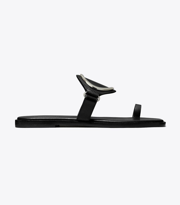 Tory Burch designer sandals Toe Ring Sandal in PERFECT BLACK / SILVER side