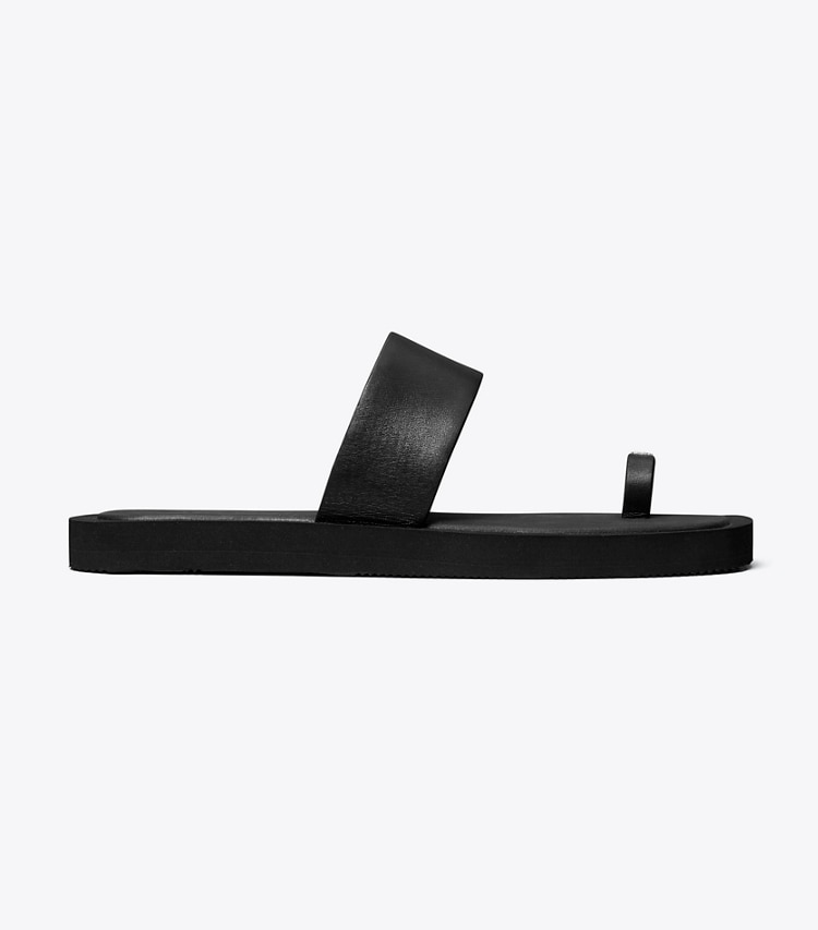 Tory Burch designer sandals Toe Ring Slide in PERFECT BLACK / PERFECT BLACK side