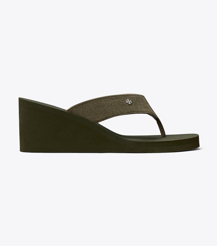 Tory Burch designer sandales Tong à talon compensé dans NEW LECCIO de côté