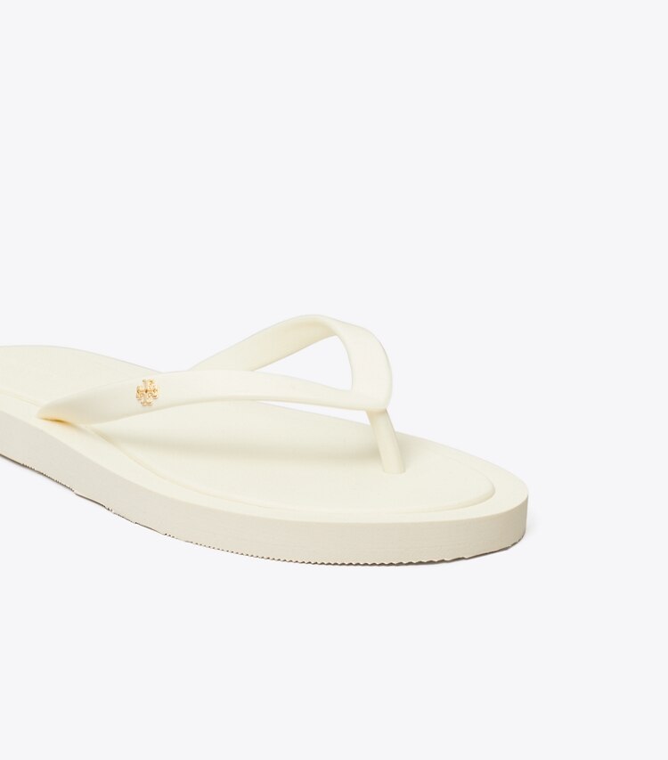 Tory Burch designer sandales Tong matelassée Kira dans NEW IVORY / GOLD détails