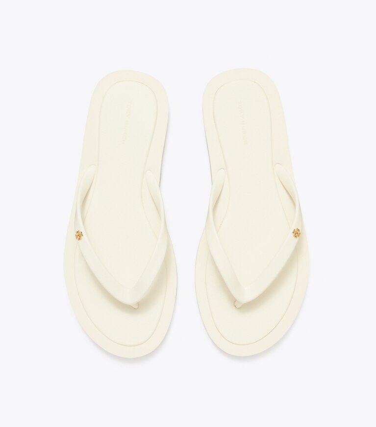 Tory Burch designer sandales Tong matelassée Kira dans NEW IVORY / GOLD vue du dessus