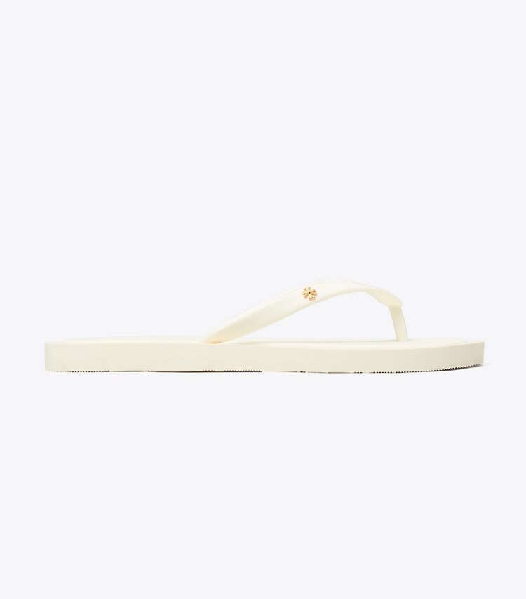 Tory Burch designer sandales Tong matelassée Kira dans NEW IVORY / GOLD de côté