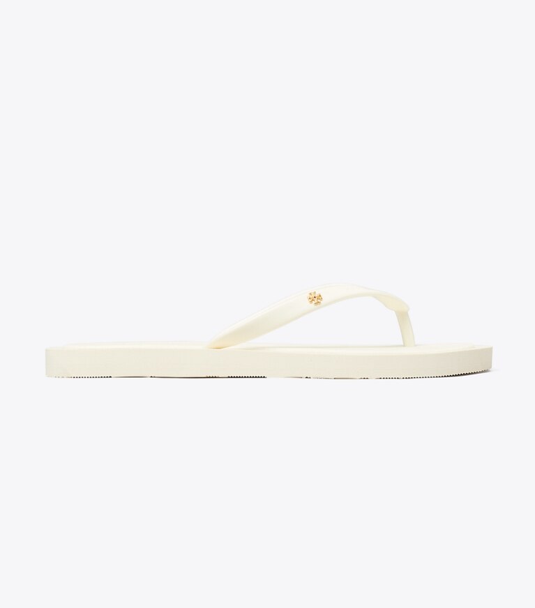 Tory Burch designer sandales Tong matelassée Kira dans NEW IVORY / GOLD de côté