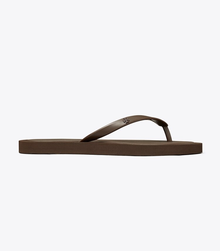 Tory Burch designer sandales Tong matelassée Kira dans DARK COCOA / DARK COCOA de côté