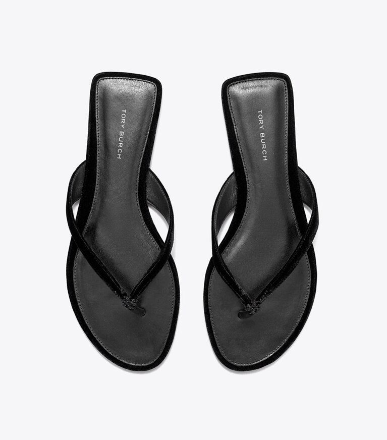 Tory Burch designer sandales Tongs classiques pavées de cristaux in PERFECT BLACK angle