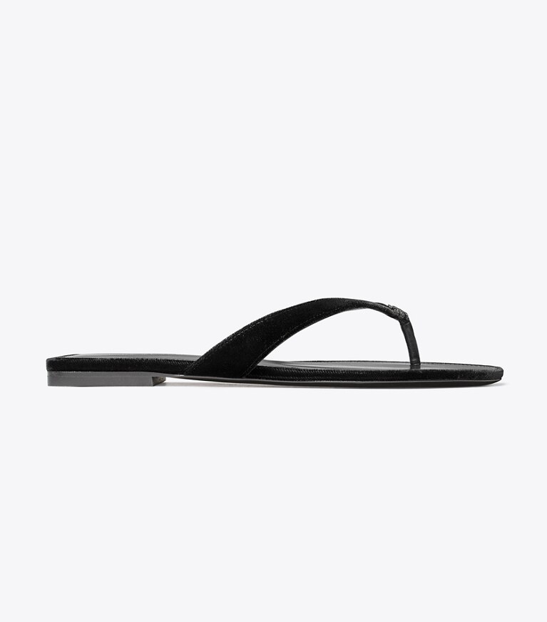 Tory Burch designer sandales Tongs classiques pavées de cristaux in PERFECT BLACK angle