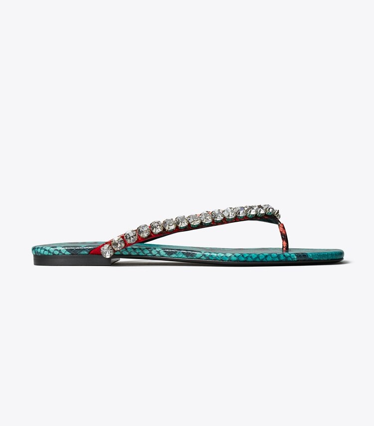 Tory Burch designer sandales Tongs ornées de cristaux in BEARBERRY / ATLAS / BLACK DIAMOND side