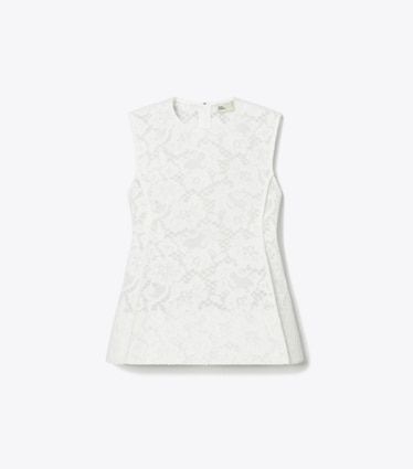 Tory Burch designer oberteile Top aus Kordelspitze in White front
