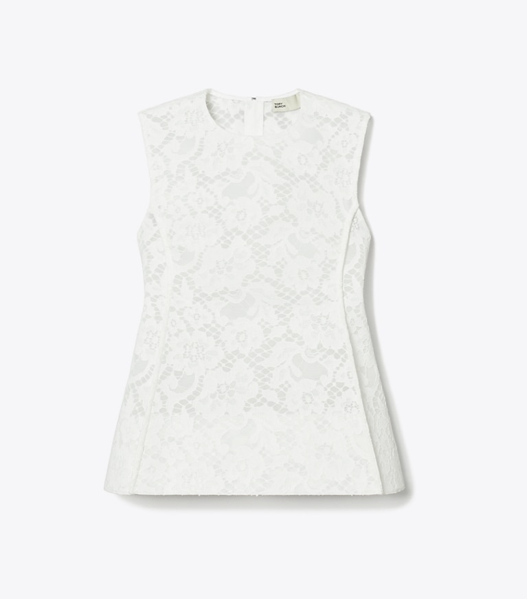 Tory Burch designer oberteile Top aus Kordelspitze in White front