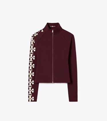 Tory Burch designer oberteile Top aus Nylon mit Logo und Reißverschluss in Winetasting front