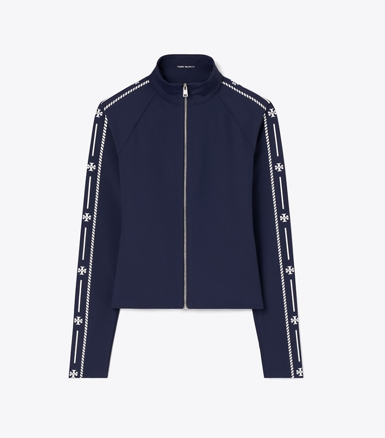 Tory Burch designer jacken Top aus Nylon mit Logo und Reißverschluss in TORY NAVY front