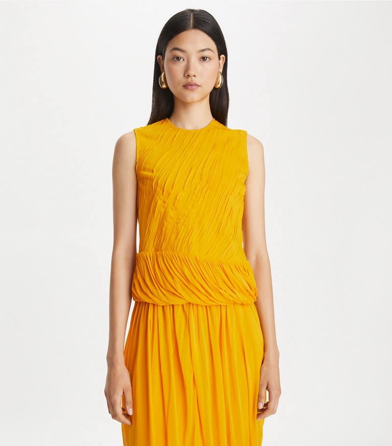 Tory Burch designer oberteile Top aus Viskosejersey mit Twist-Effekt in Sun front