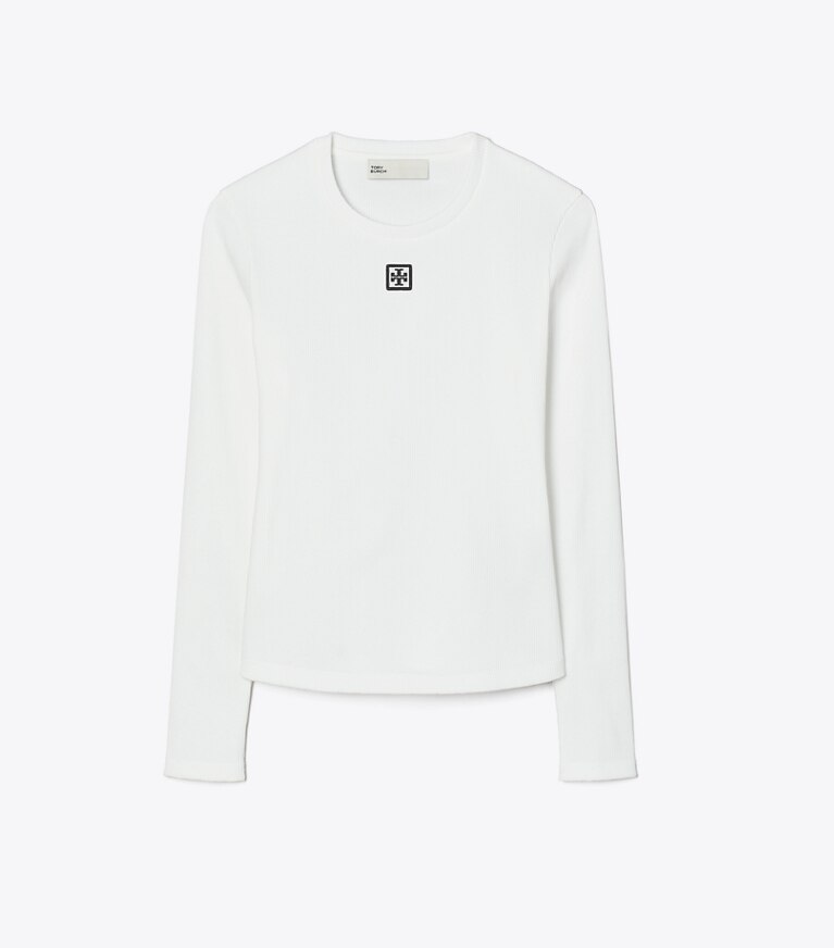 Tory Burch designer tops Top con logo in cotone in Snow White front