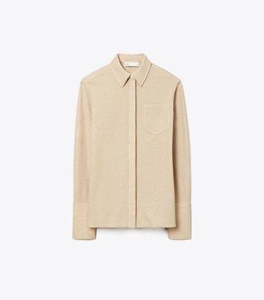 Tory Burch designer tops Top con polsini jacquard in Beige front