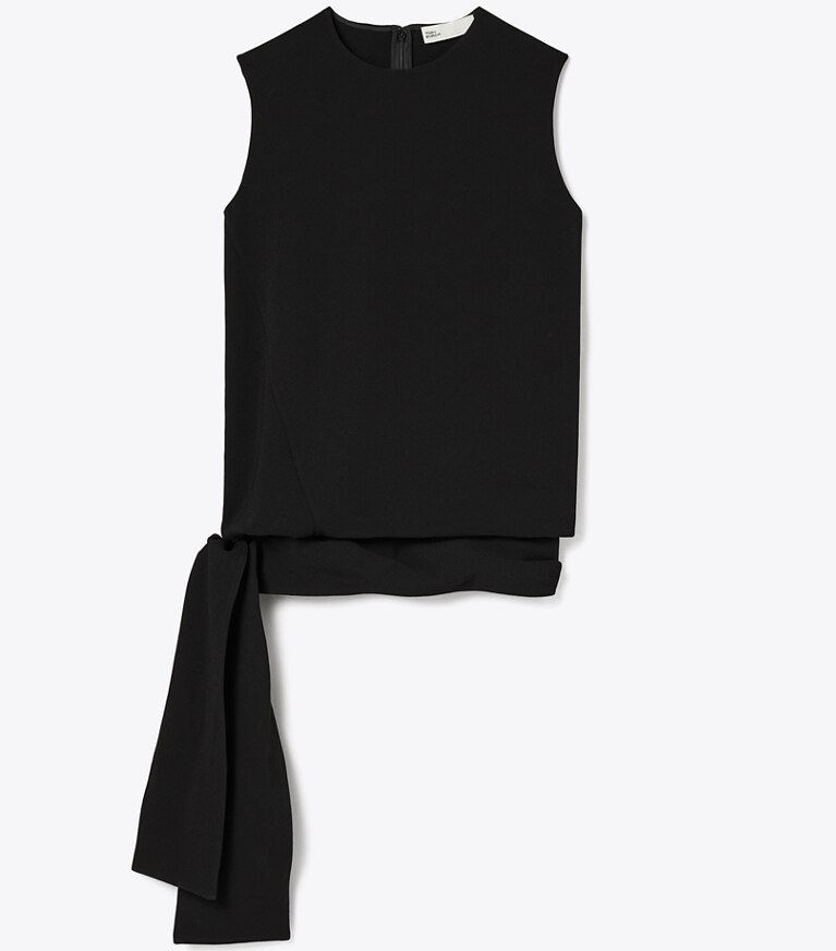 Tory Burch diseñador tops Top cruzado de crepé en Black adicional