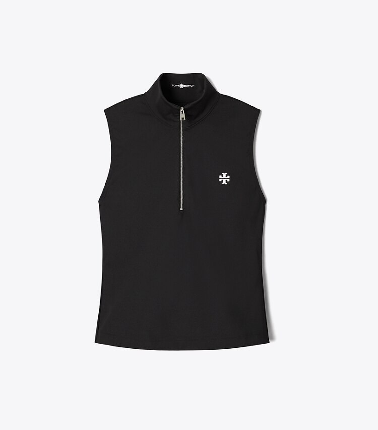 Tory Sport diseñador tops Top de compresión con cremallera en Sport Black frente