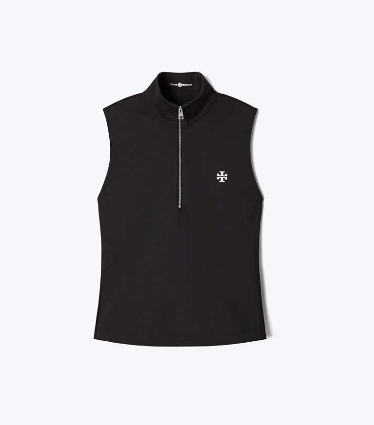 Tory Sport diseñador tops Top de compresión con cremallera en Sport Black frente