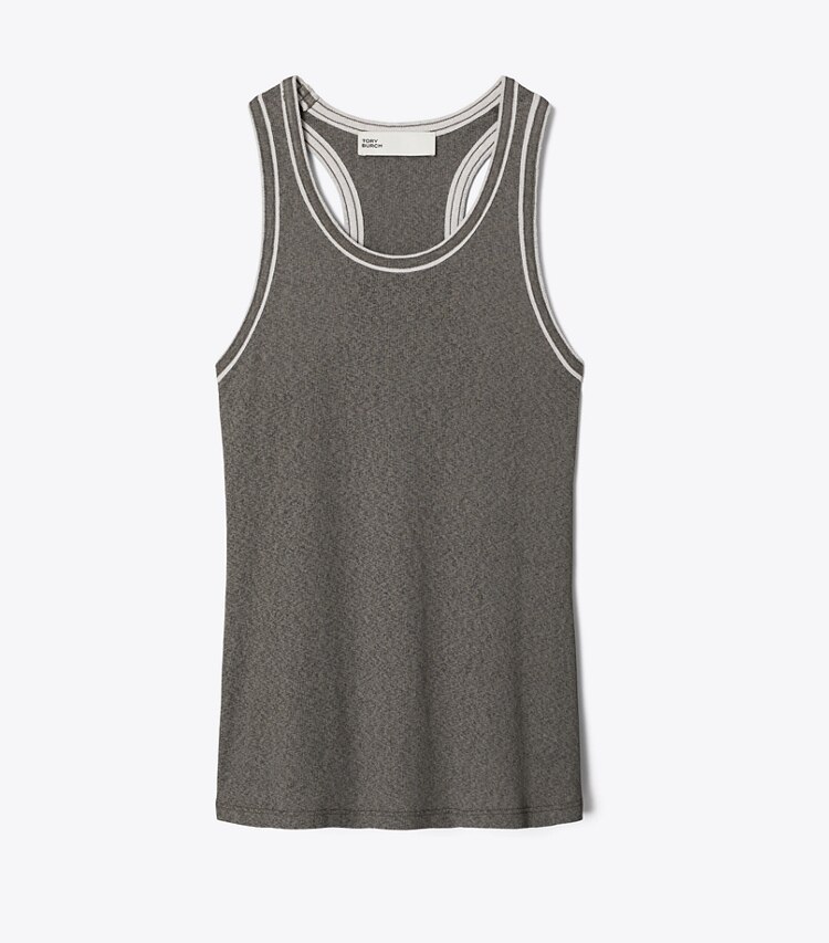 Tory Burch diseñador tops Top de tirantes acanalado en Gray  / Light Gray frente
