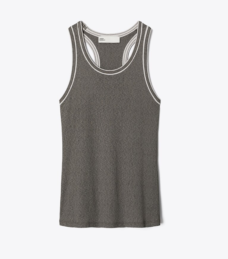 Tory Burch diseñador tops Top de tirantes acanalado en Gray / Light Gray frente