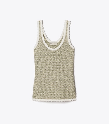 Tory Burch diseñador suéteres Top de tirantes de punto en Green / White frente