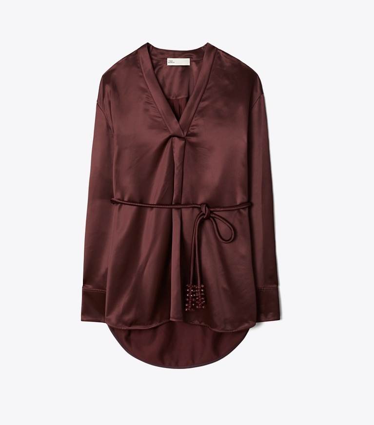 Tory Burch diseñador tops Top de viscosa en Merlot frente