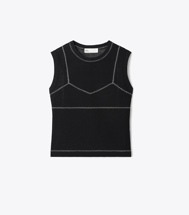 Tory Burch designer sweaters Top en mesh coton et nylon in Black front