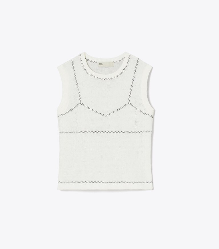 Tory Burch designer hauts Top en mesh coton et nylon in White front