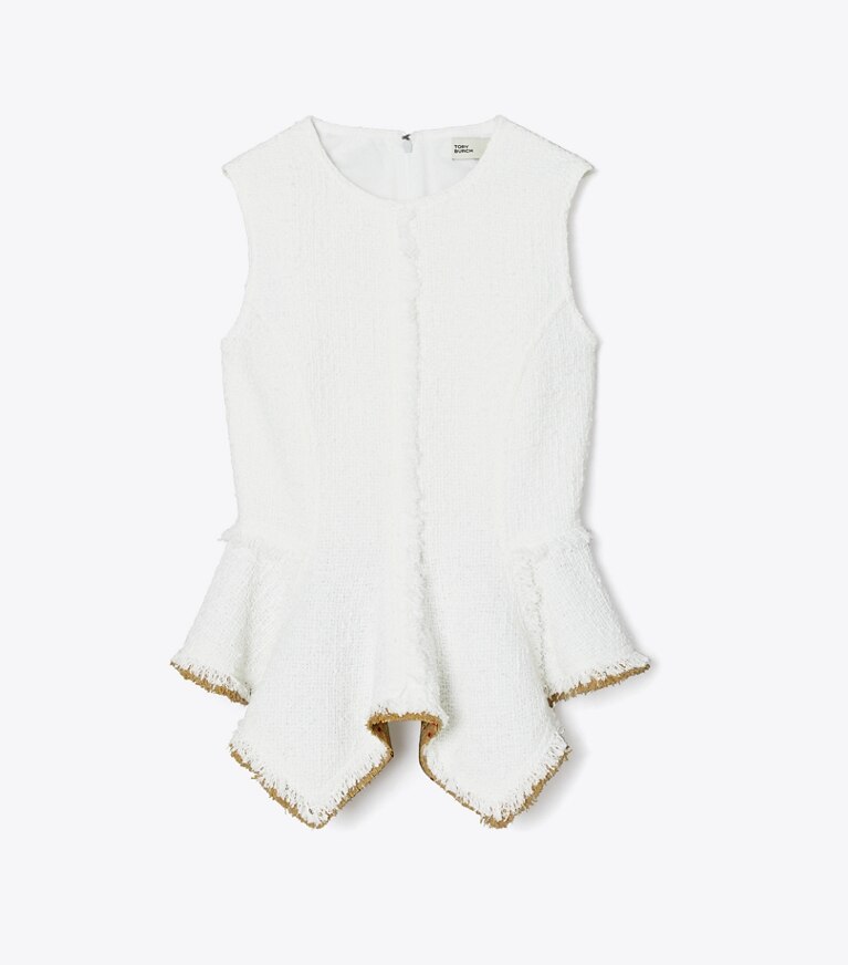 Tory Burch designer hauts Top en tweed de coton in Vanilla front