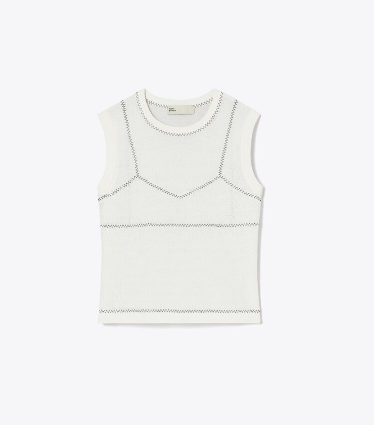 Tory Burch designer tops Top in mesh di cotone e nylon in White front