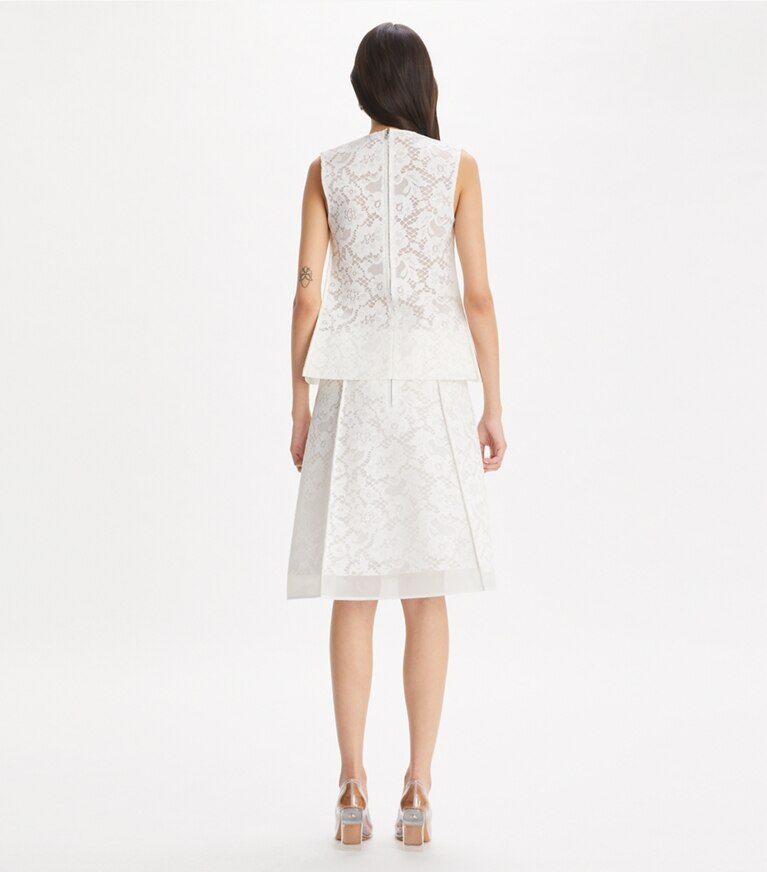 Tory Burch designer tops Top in pizzo intrecciato in White front