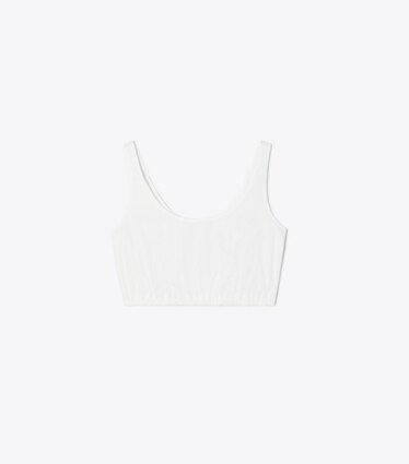 Tory Burch designer copricostume Top in popeline di cotone in White front